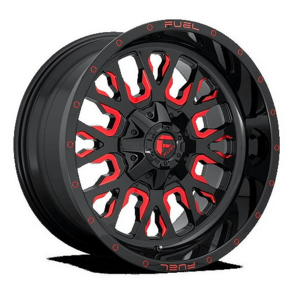 Fuel 1PC Aluminum Rim D612 STROKE 20X10in Gloss Black Red Tinted Clear Finish, D61220008247