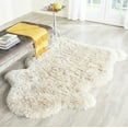 thumbnail image 2 of SAFAVIEH Arctic Giselle Solid Polyester Shag Area Rug, Light Beige, 4' x 6' Scalloped, 2 of 8