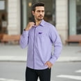 thumbnail image 3 of Men's Plaid Shirts Long Sleeve Button Down Shirts Regular Fit Work Shirt with Pocket Purple 3XL, 3 of 7