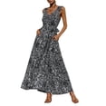 thumbnail image 1 of Gvmfive Women Bohemain V Neck Pocket Swing Long Dress Casual Summer Maxi Dress, 1 of 3