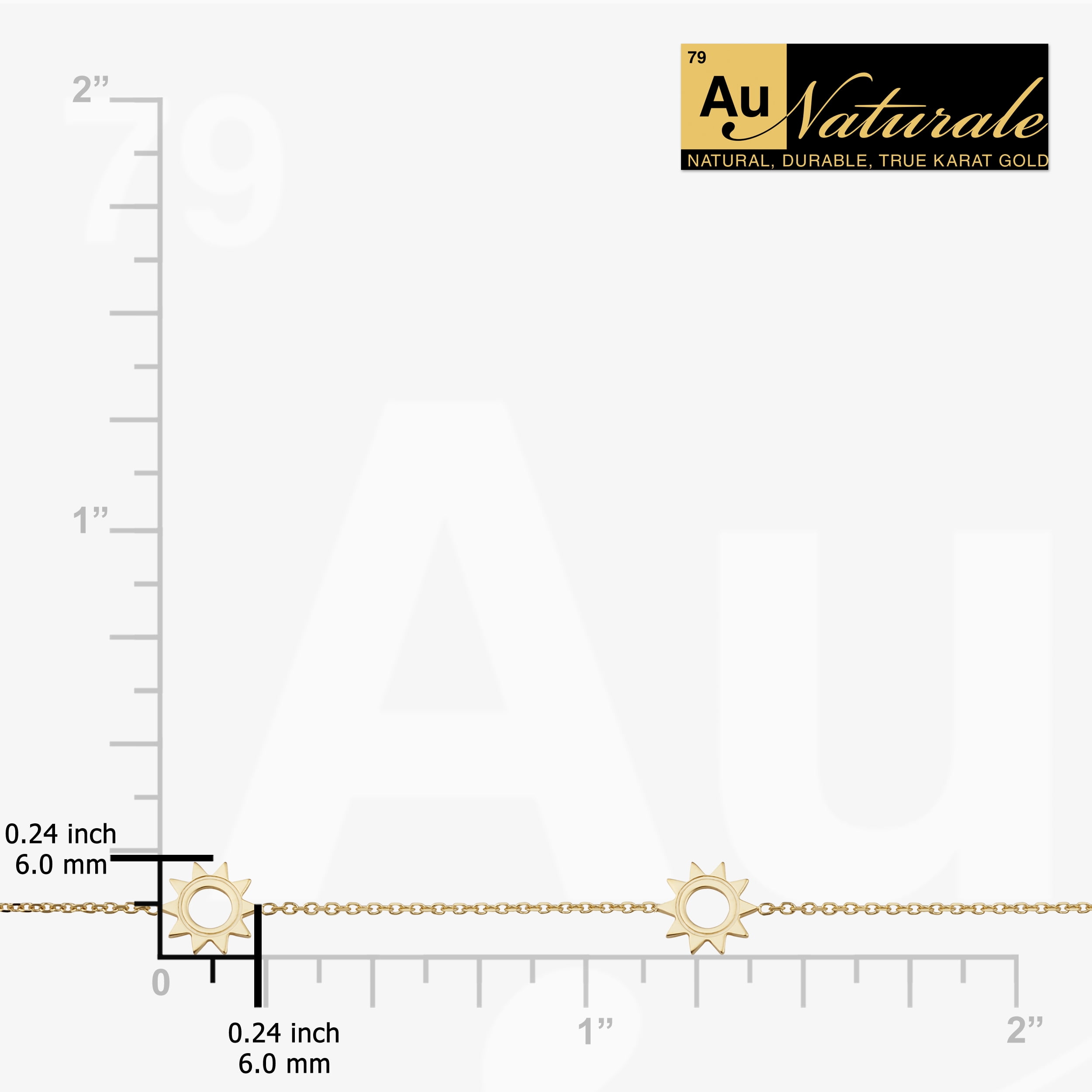 Au Naturale 14k Yellow Gold Sun Station Ankle Bracelet (adjusts to 9 or 10 inches)