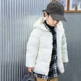 thumbnail image 2 of Otqutp Girls' Down Cotton Padded Jackets Autumn and Winter New Children's Short Cotton Padded Jackets Boys Padded Padded Jackets Large Children's Hooded Coats(White,9-10 Years), 2 of 9