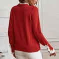 thumbnail image 5 of Dpjklzsn Women's Lace Trim Ribbed Sweater, Long Sleeve Crewneck Knit Top with Decorative Cuff Buttons, 5 of 8