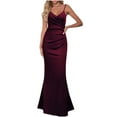 thumbnail image 2 of Wycnly Womens Dresses Cocktail Party Prom Elegant Slim Spaghetti Strap Long Fishtail Dresses Fashion Solid V-Neck Sleeveless Maxi Summer Dress Wine XL, 2 of 6
