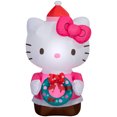 thumbnail image 1 of Lumière de Noël Airblown Hello Kitty en robe rose tenant une couronne Sanrio 31,8897 po x 29,5275 po x 53,9369 po x 3,043 lb, 1 of 6