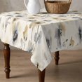 thumbnail image 4 of Gray Beige Floral Table Cloth Waterproof Tablecloths, Spring Modern Botanical Flowers Blossom Tablecloth Dining Table Cover for Kitchen Party Tabletop Outdoor, Square Tablecloth 60x60 Inch, 4 of 9
