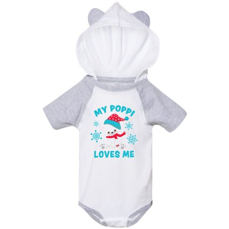 

Inktastic Polar Bear My Poppi Loves Me in Santa Hat with Snowflakes Gift Baby Boy or Baby Girl Bodysuit