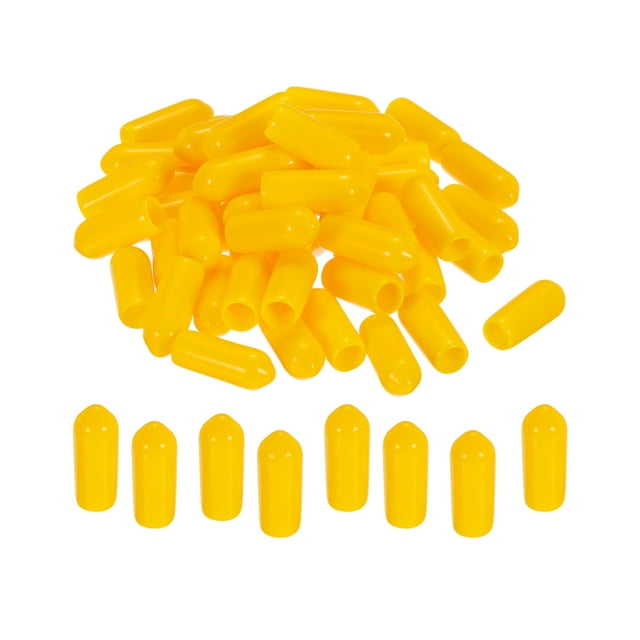 Unique Bargains 50pcs 5mm Rubber End Caps Cover PVC Vinyl Screw Thread Protector Round Wire Shelf Caps Yellow
