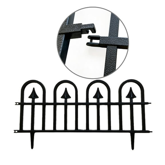 5Pcs Black Garden Fence Decorative Panels Border Edging for Grass Lawns Flower Beds Garden Outdoor