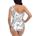thumbnail image 5 of Sikiie Sea Turtle Print Women One Piece Swimsuits Tummy Control One Shoulder Bathing Suits Ruffle Swimwear, From S to XXL-Large, 5 of 6