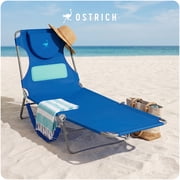 Ostrich The Ladies Comfort Lounger, Foldable Beach Pool Tanning Chair, Ocean Blue
