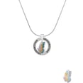 thumbnail image 2 of Delight Jewelry Silvertone Translucent Pastel Flying Butterfly Silvertone Grandmother Ring Charm Necklace, 18", 2 of 4