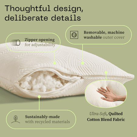 Coop Home Goods Adjustable Latex Pillow King, with Talalay Latex & Microfiber Fill, Naturally Cooling, Eco-Friendly, Medium Firm Pillow for Back, Stomach or Side Sleepers