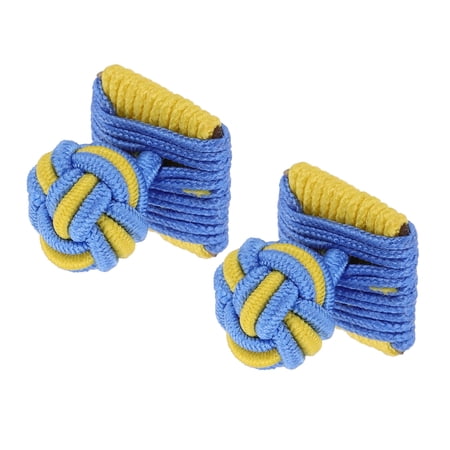 Uxcell Silk Knot Cufflinks, Square Shape Elastic Fabric Shirt Cufflinks Twist Knot Dress Accessories Cuff Link for Men Women Business Gift Wedding, Yellow-Blue