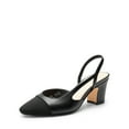 thumbnail image 3 of BURUDANI Women Slingback Low Chunky Heels Pumps Ankle Strap Cap Toe Pumps Shoes BLACK Size 6.5, 3 of 8