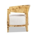 thumbnail image 3 of Jennifer Taylor Home Madrid 26.5" Burl Wood Barrel Accent Arm Chair, Seashell White Chenille, 3 of 8