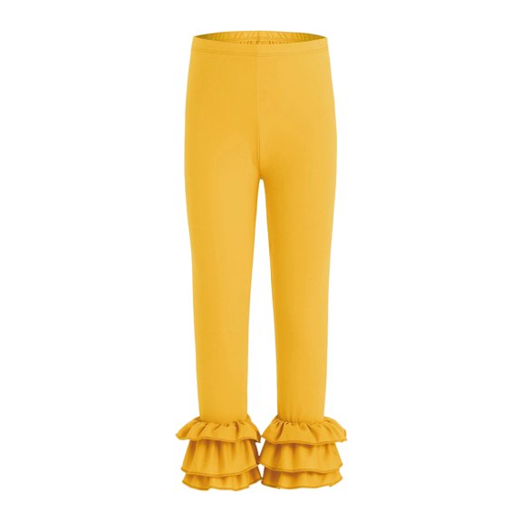 Karoyedx Toddler Girl Leggings Girls Cotton Leggings Pants Full Length Basic Leggings Stretchy Legging Footless Tight Pants Yellow Size,9-10Y