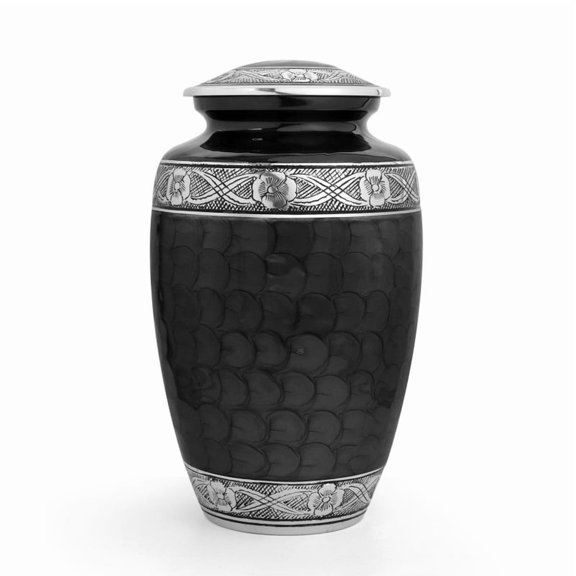 Aluminum Handcrafted Urn - Elegant Keepsake Holder for Adult Human Ashes (Coal & Metallic Mist)