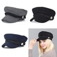 thumbnail image 3 of Blue Hombres Mujeres Invierno Pescador griego Gorra de marinero Sombrero de violinista Gorra con visera Deporte, 3 of 4