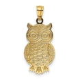 thumbnail image 6 of Auriga Fine Jewelry 10K Yellow Gold & Rhodium Polished & Textured Owl Pendant for Women (L-26.7 mm, W-12 mm), 6 of 7
