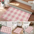 thumbnail image 5 of 2x3 Ft Entryway Area Rug, Pink Farmhouse Kitchen Rug Runner Washable Floor Mat, Buffalo Plaid Check Lattice Geometric Non Slip Indoor Door Mat Throw Carpet for Bathroom Living Room Bedroom, 5 of 8