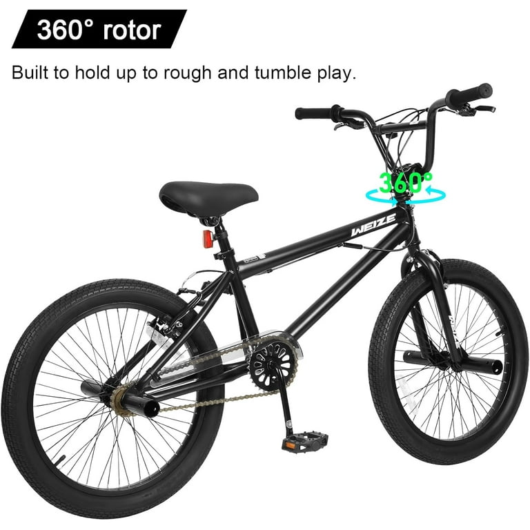 WEIZE Freestyle BMX Bike, 20 inch Black Trick Bicycle for