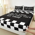 thumbnail image 3 of jejeloiu Race Car Queen Sheet Sets,Geometric Geometric Plaid Flat Sheet,White Black Queen Fitted Sheet For Boys Kids,Ultra Soft Home Decor,4 Pieces, 3 of 7