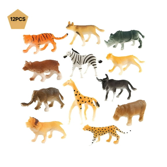 BESTSKY Safari Animals Figures Toys,Realistic Jumbo Wild Zoo Animals Figurines Plastic African Jungle Animals Playset for Kids Toddlers,12 Piece Gift Set