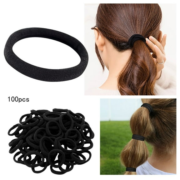 100 Count Elastic Hair Bands Seamless Ponytail Holders for Women and Girls Soft Stretchy Hair Ties for Thick Thin Hair Daily Use 100PCS
