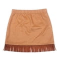 thumbnail image 5 of RTKFRFLM Girls Western Cowgirl Suede Fringe Skirt High Waist Denim Mini Skirt Halloween Party Outfits Kids, 5 of 9