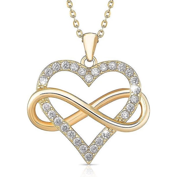 Infinity Heart Necklace For Women. 925 Sterling Silver Heart Necklace For Girlfriend, Love Heart Pendant On 18" Chain With 2" Extender