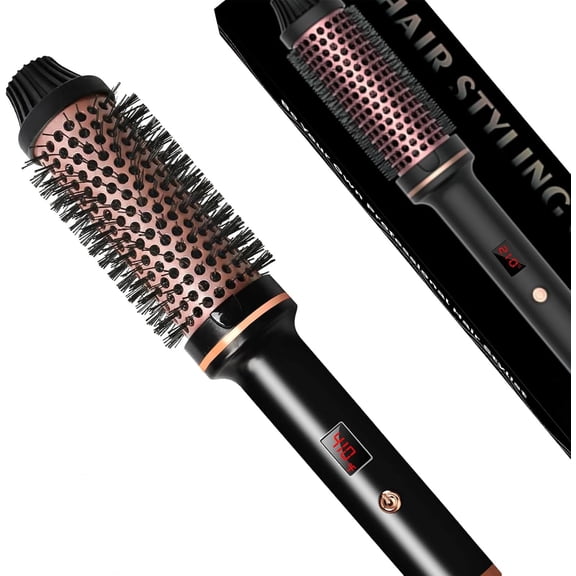 VoluVibe Thermal Brush,1.5 inch Hot Curling Brush Blowout,Heated Round Curling Iron Brush with Dual Voltage for Blowout Look,Hair Curler Volumizing Brush,Hair Curling Wands Bruah for Travel,Black