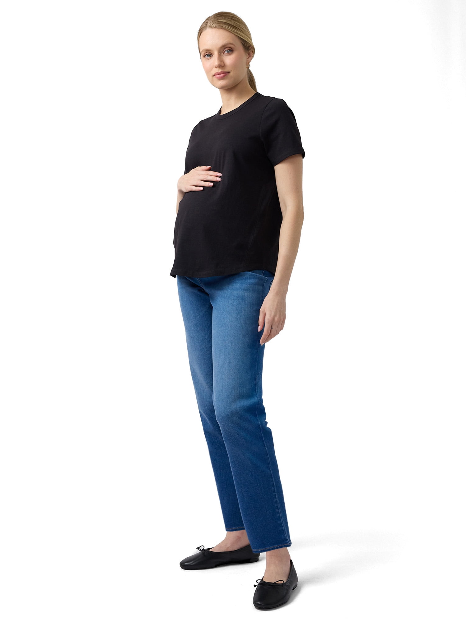 Ingrid & Isabel For Every Belly Women's Maternity Short Sleeve Relaxed Crew Tee, Sizes S-XXL
