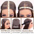 thumbnail image 4 of Peluca rizada BOB 100% cabello humano, 200 densidades, 18 cm, color marrón, 4 of 6