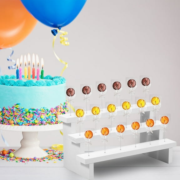 1/2Pcs Cake Pop Display Stand 3 Tier 15 Holes Foldable Lollipop Display Riser Wooden White Lollipop Holder Sucker Stand Lollipop Stick Stand for Wedding Birthday Party