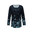 thumbnail image 3 of Kiapeise Womens Casual Long Sleeve Tops Flower Printing Front Button up Tunic Tops Shirts Blouse, 3 of 8