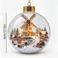thumbnail image 2 of Diceymbol Lighted Windmill Christmas Ball Ornament, 3.15 In Clear Hanging Bauble with Snowy Village, Bridge and Warm Lights for Christmas Tree, 2 of 7
