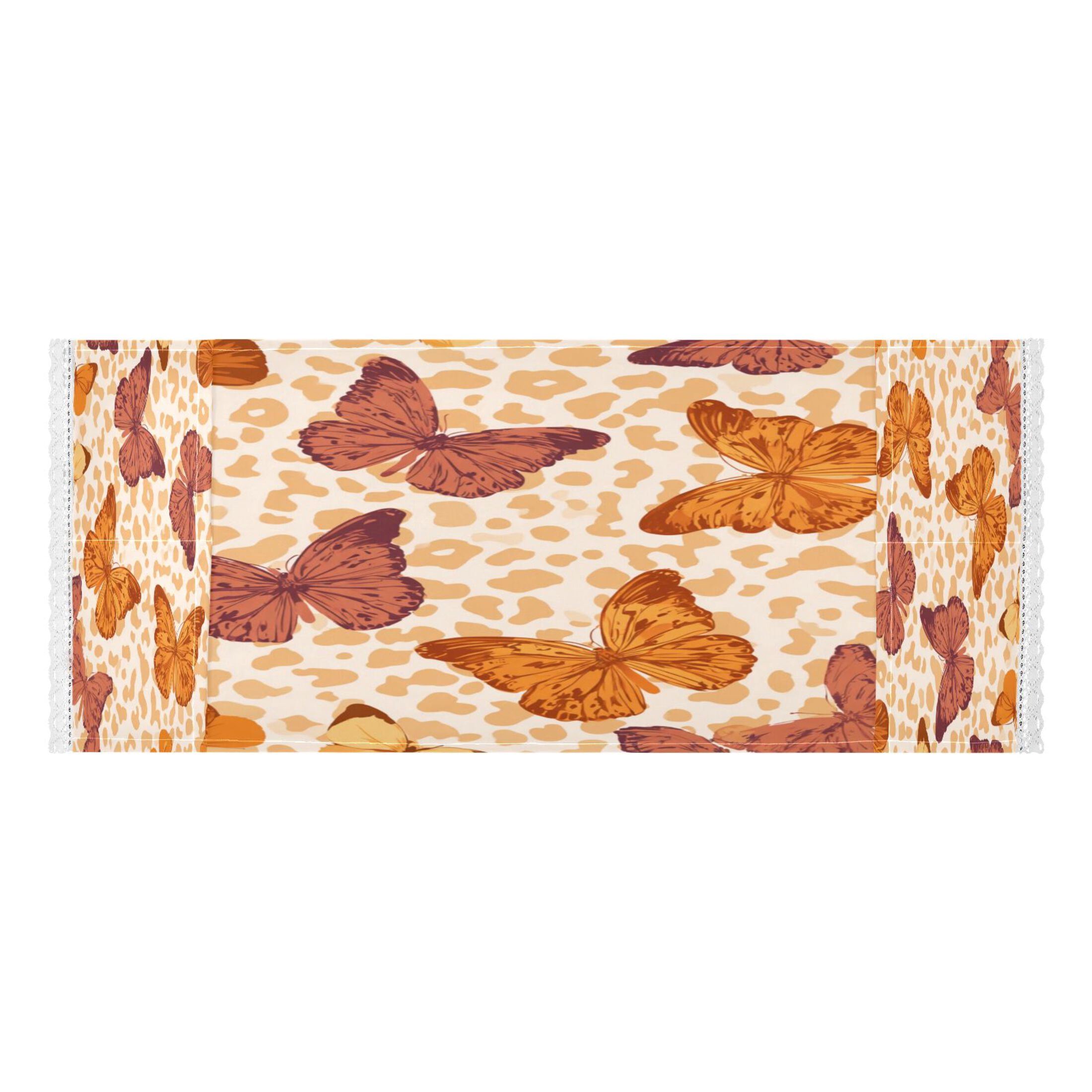 Washing Machine Cover 51.2x22in, Durable Polyester Dust Cover with Lace Trim and Side Pocket for Appliances Leopard Print Butterfly