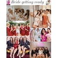 thumbnail image 2 of Ekouaer Women Satin Kimono Robe Valentines Lingerie Ruffle Belted 3/4 Sleeve Bathrobe for Bridesmaids, Wedding & Special Occasions, 2 of 6