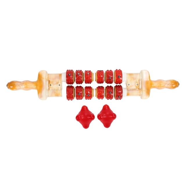 Rodillo de masaje manual de espalda con bolas magnéticas de 2 filas para puntos gatillo, para espalda, manos, abdomen y cuello.