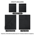 thumbnail image 3 of ROYALE LINENS - 4 Piece King Bed Sheet - Soft Brushed Microfiber 1800 Bedding Set - 1 Fitted Sheet, 1 Flat Sheet, 2 Pillow case - Wrinkle & Fade Resistant Luxury King Size Sheet Set (Black, King), 3 of 10