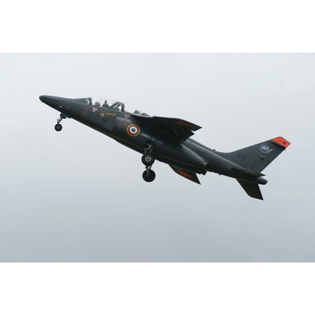 An Alpha Jet of the French Air Force in flight over the Netherlands Canvas Art - Ramon Van OpdorpStocktrek Images (35 x 23)