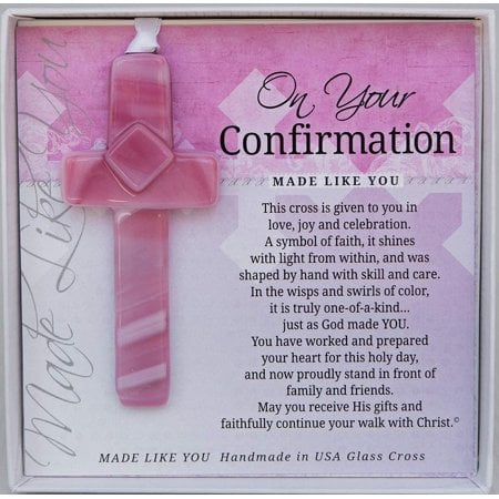 The Grandparent Gift Handmade In Usa Glass Cross/Confirmation Gift For Girl/Granddaughter/Goddaughter/Niece