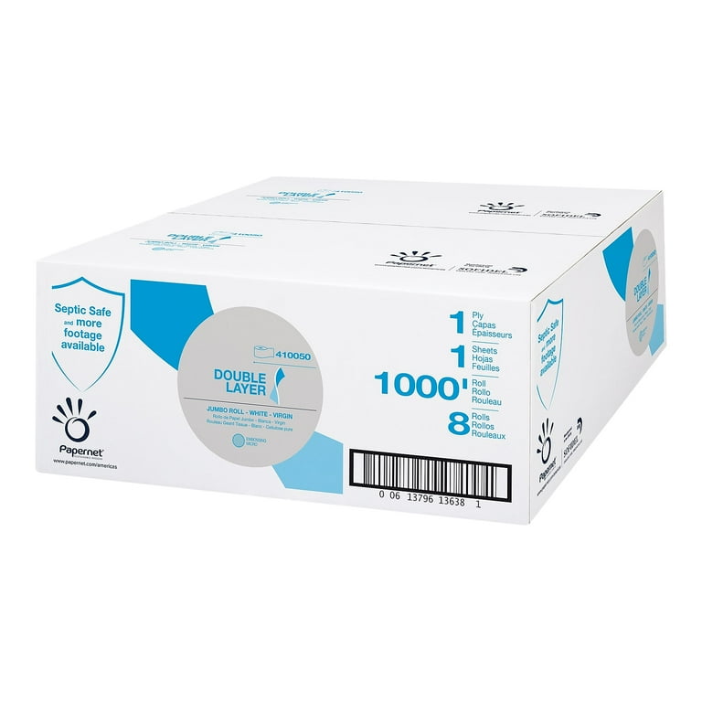 Heavenly Soft Double Layer Jumbo Toilet Tissue, Septic Safe, 1-Ply, White, 1,000 ft, 8 Rolls/Carton Heavenly Soft Double Layer Jumbo Toilet Tissue, Septic Safe, 1-Ply, White, 1,000 ft, 8 Rolls/Carton