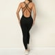 thumbnail image 5 of Mono deportivo sin espalda con cruce en la espalda para mujer Mono de yoga Ropa deportiva Cintura elástica, 5 of 8