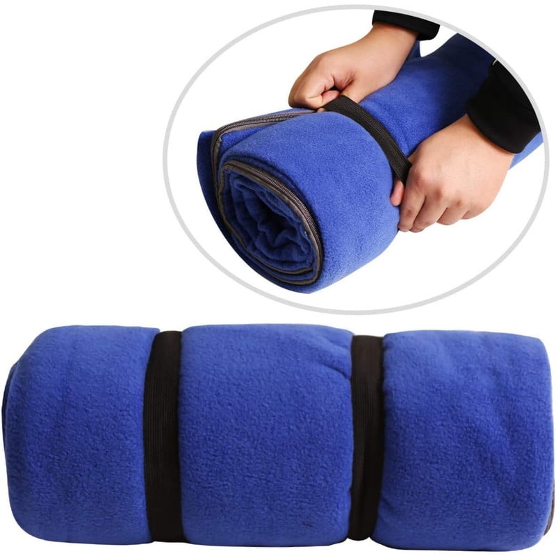 REDCAMP Fleece Sleeping Bag Liner with Hood, Great for Adult Warm or Cold Weather, 87inch Long Full Sized Zipper Camping Blanket for Outdoor, Blue