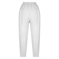 thumbnail image 5 of QUINDOS Women's Pants Straight Leg High Waisted Long Casual Trousers Cotton Linen Pull on Relaxed Fit Pants with Pockets, 5 of 6