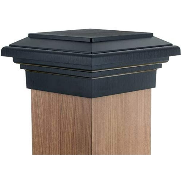 8x8 Post Cap (7.5") Black Flat Top Newell Post Cap for Outdoor Fences