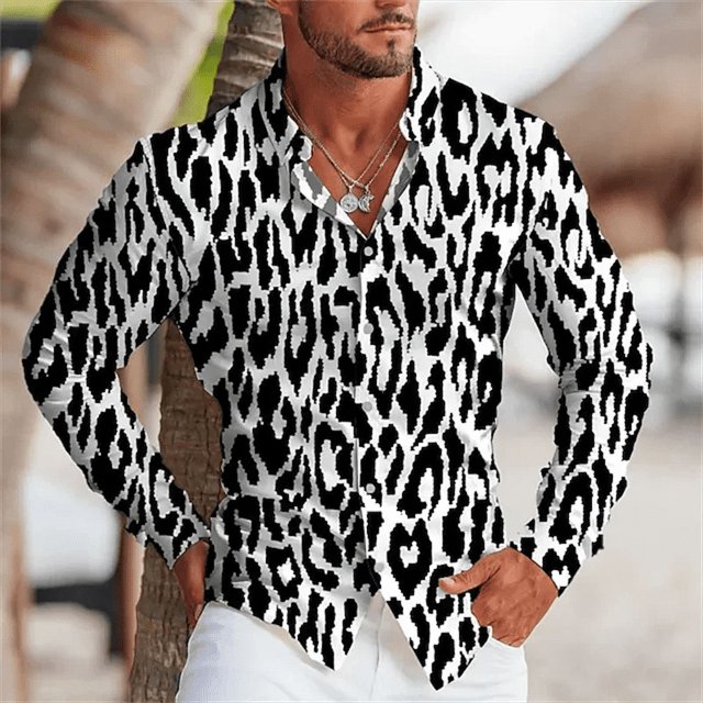 Camisetas con estampado de leopardo de estilo hip hop de la calle Harajuku para hombre nueva camiseta de fiesta de moda ropa para mujer tops con botones de solapa ropa