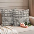 thumbnail image 2 of Grey Fish Scale Outdoor Waterproof Pillow Covers, Modern Geometric Gold Abstract Moroccan Decorative Square Throw Pillowcase Sofa Cushion Sham for Patio/Couch/Chair, 16"x16" 2 Pack, 2 of 8
